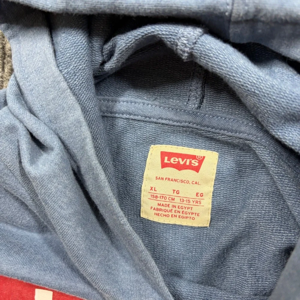 Levis Hoodie Boys XL Blue Colorblock Logo Pullover Sweatshirt 13-15 Years